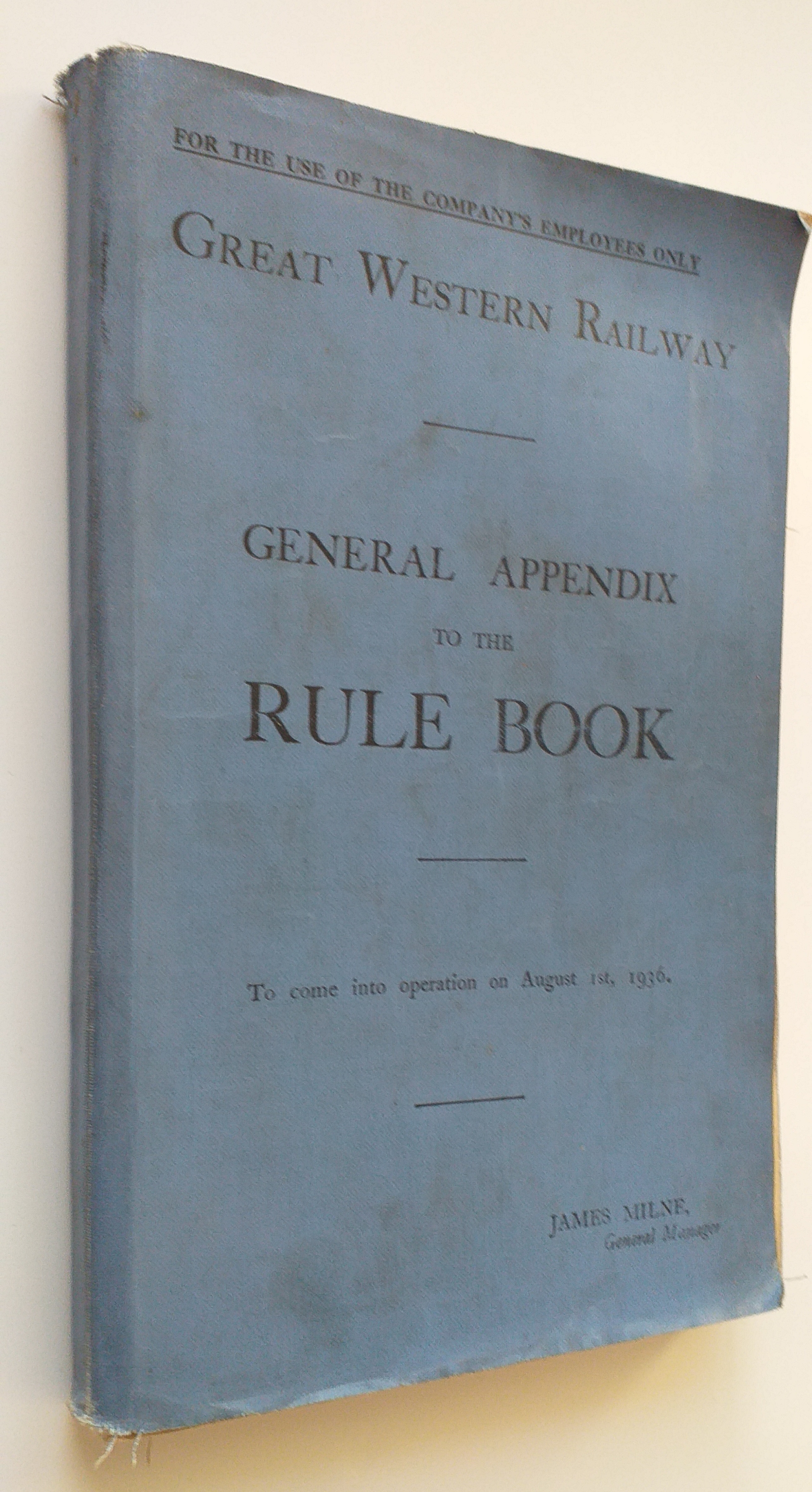 Image for Great Western Railway General Appendix To The Rule Book 1936 Great Western Railway General Appendix To The Rule Book 1936
